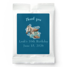 Western Horse Floral Birthday Favor- Navy