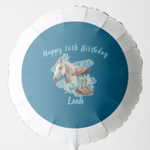 Western Horse Floral Equestrian- Navy Balloon