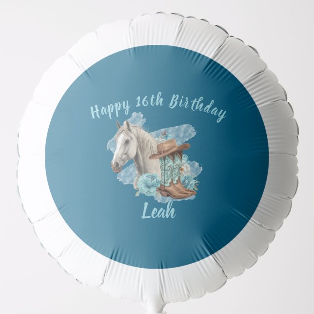 Western Horse Floral Equestrian- Navy Balloon (Front)