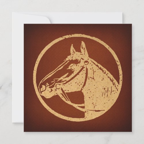 Western Horse Head Emblem Classic Brown Retro Art Invitation
