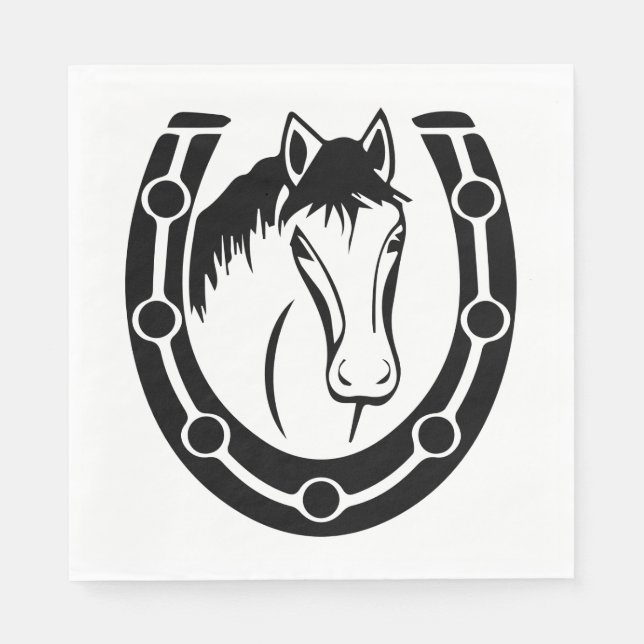 Western Horse Horseshoe Wedding Country Equestrian Napkins (Front)