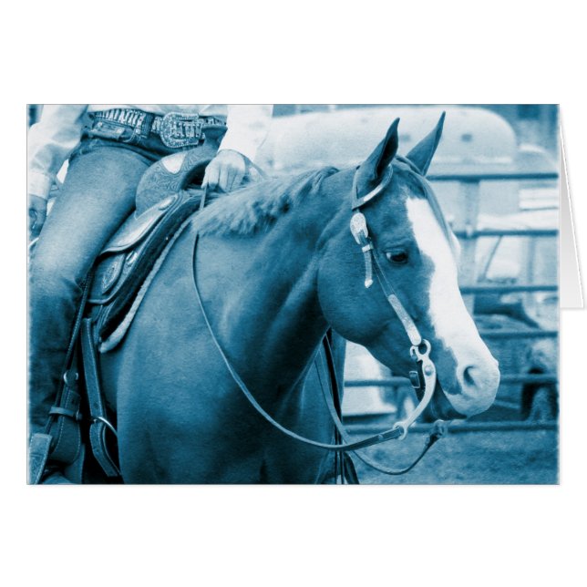 Western Horse in Shades of Blue Cards (Front Horizontal)