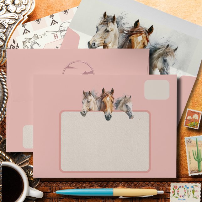 Western Horse Lovers Wedding Invitation Envelope (Creator Uploaded)
