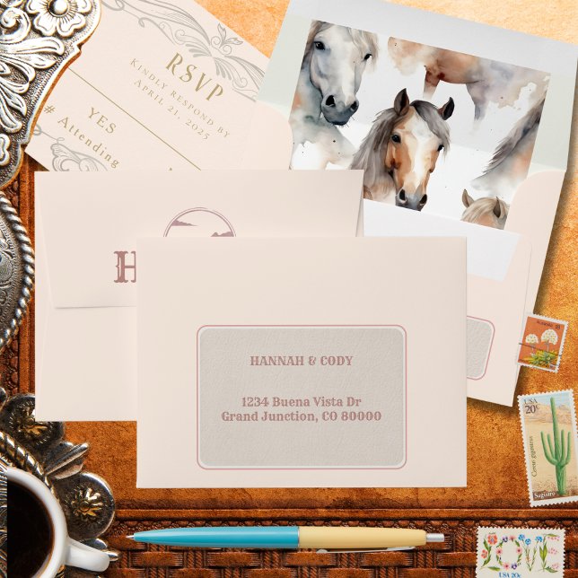 Western Horse Lovers Wedding RSVP Envelope (Creator Uploaded)