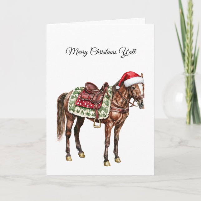 Western Horse Merry Christmas Y'all Card (Front)