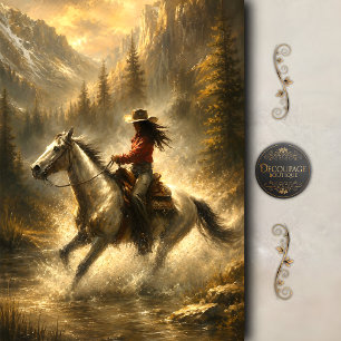 Western Horse Mountain Ride Decoupage Tissue Paper