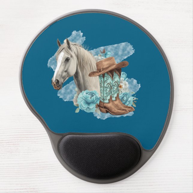 Western Horse Mouse Pad- Navy Gel Mouse Pad (Front)