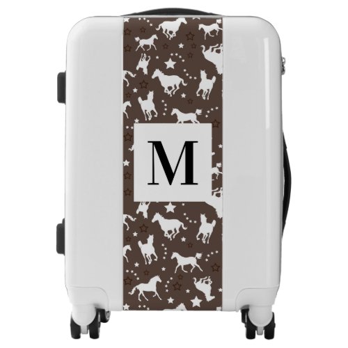 Western Horse Pattern Monogram Horses Equestrian  Luggage