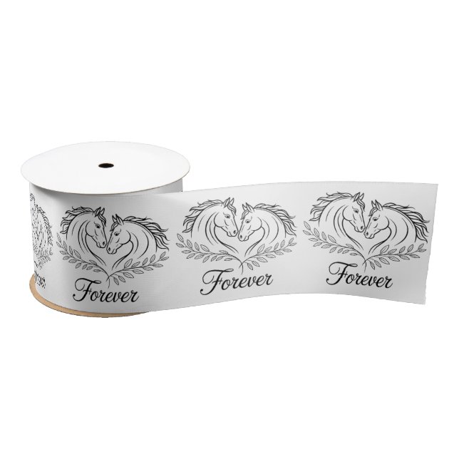 Western Horse Rustic Country Wedding Satin Ribbon (Spool)