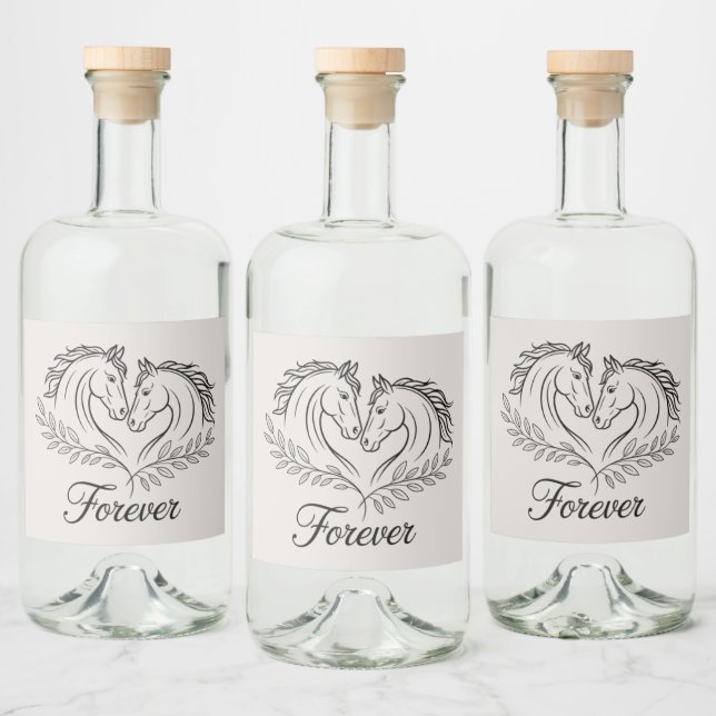Western Horse Rustic Elegant Country Wedding Beer Liquor Bottle Label (Bottles)