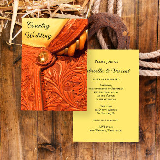 Western Horse Saddle Country Wedding Invitation