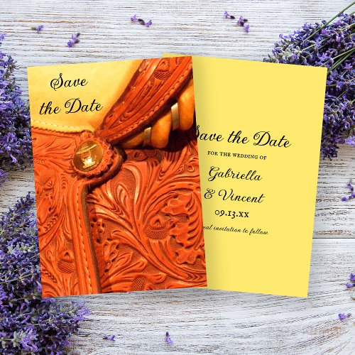 Western Horse Saddle Country Wedding Save the Date
