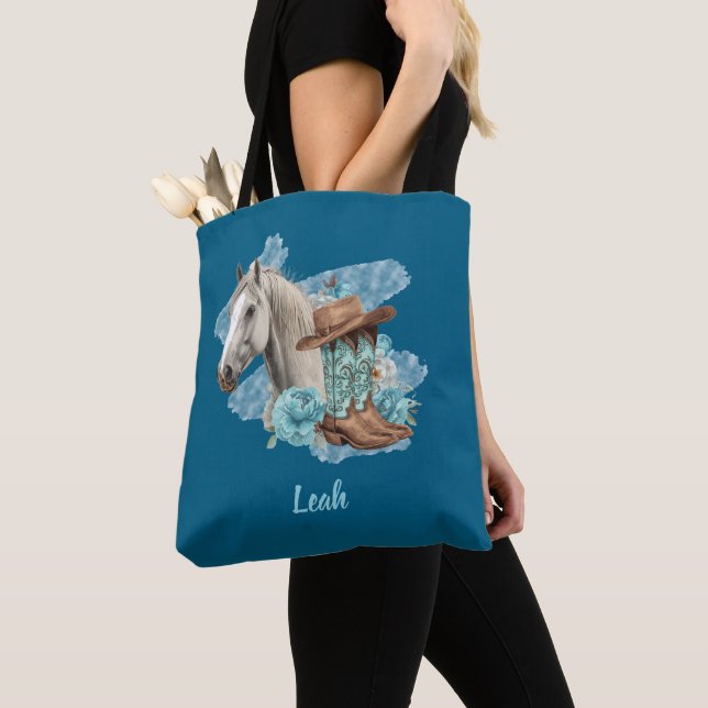 Western Horse Tote Bag (Close Up)