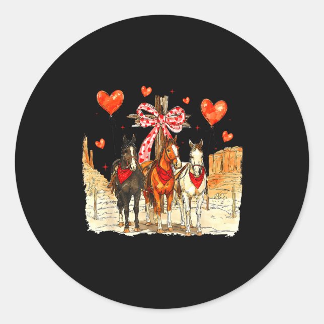 Western Horse Valentine Funny Western Valentines D Classic Round Sticker (Front)