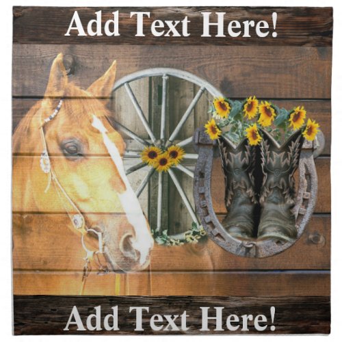 Western Horse Wagon Wheel Horseshoe Cowboy Boots C Cloth Napkin