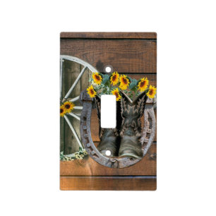 Western Horse Wagon Wheel Horseshoe Cowboy Boots Light Switch Cover