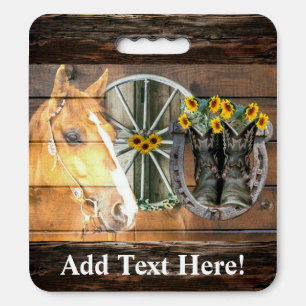 Western Horse Wagon Wheel Horseshoe Cowboy Boots S Seat Cushion