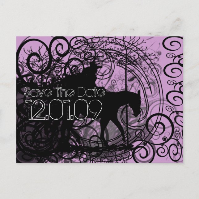 Western Horse With Swirls Save the Date Postcards (Front)