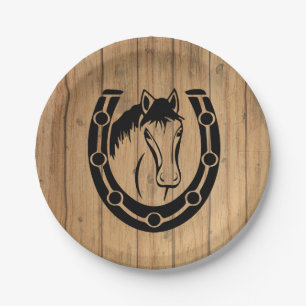 Western Horse Wood Wedding Country Equestrian Paper Plates