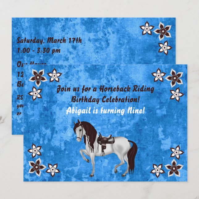 Western Horseback Riding Birthday Invitation (Front/Back)