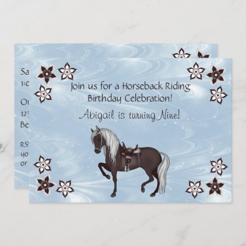 Western Horseback Riding Girls Birthday Invitation