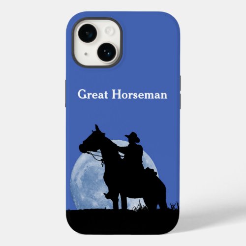 Western Horseman silhouetted by Moon personalize Case_Mate iPhone 14 Case