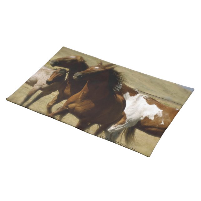 Western Horses Cloth Placemat (On Table)