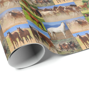 Western Horses Collage Wrapping Paper
