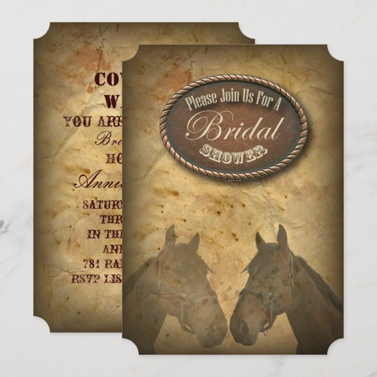 Western Horses Cowgirls Bridal Shower Invitation Zazzle
