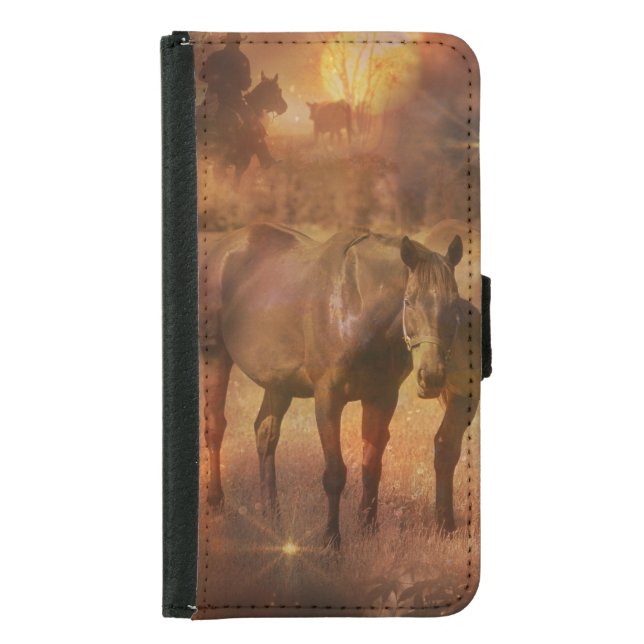 Western Horses Grazing Samsung Galaxy Wallet Case (Front)