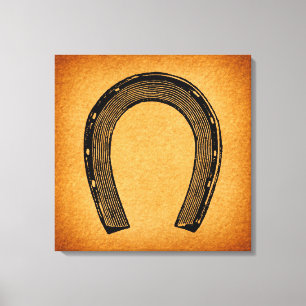 Western Horseshoe Art Vintage Antique Country Art Canvas Print