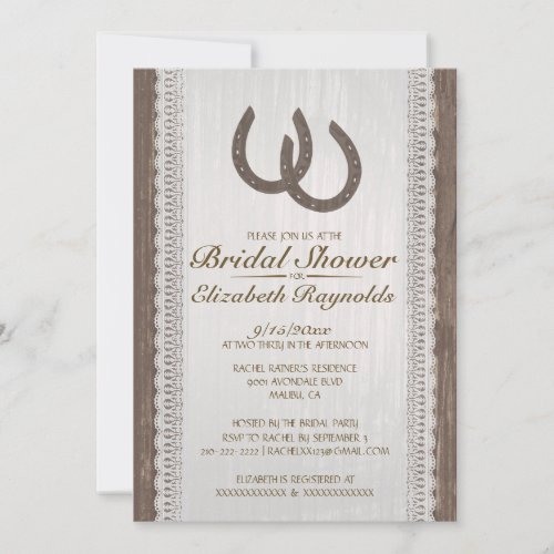 Western Horseshoe Bridal Shower Invitations