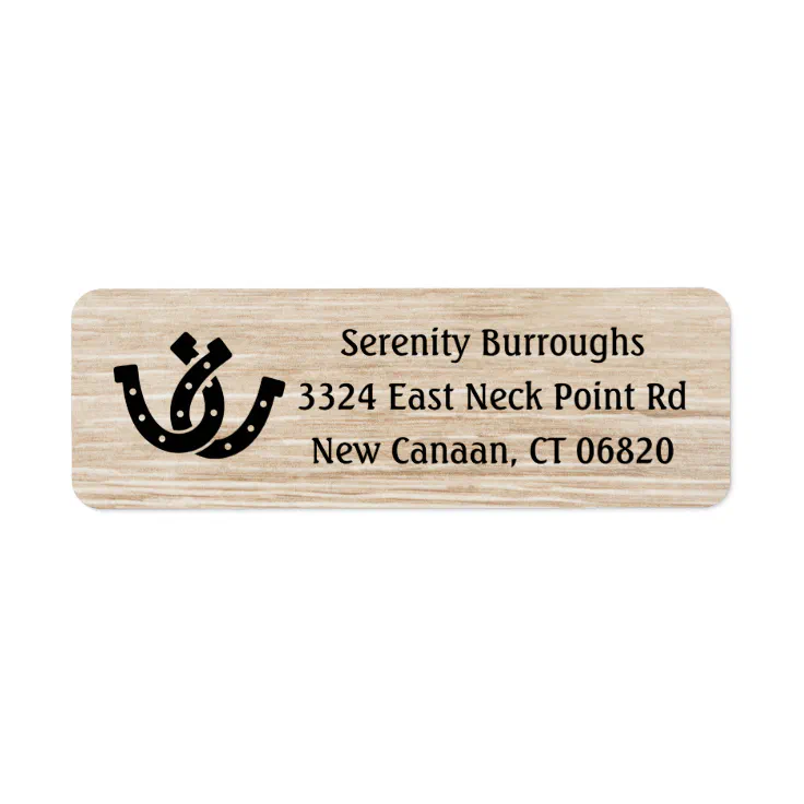Western Horseshoe Country Wood Rustic Wedding Label | Zazzle