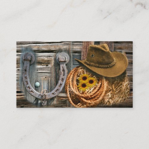 Western Horseshoe Cowboy Hat Lasso Business Card