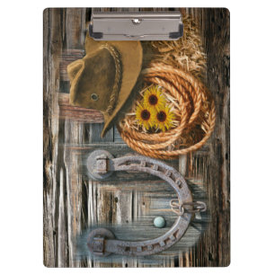 Western Horseshoe Cowboy Hat Lasso Clipboard