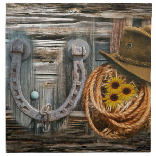 Western Horseshoe Cowboy Hat Lasso Cloth Napkin