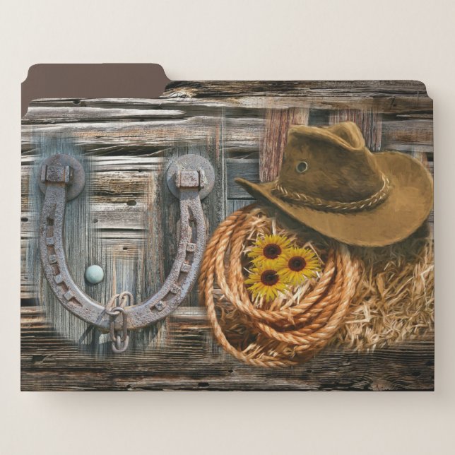 Western Horseshoe Cowboy Hat Lasso File Folder (Front Left)