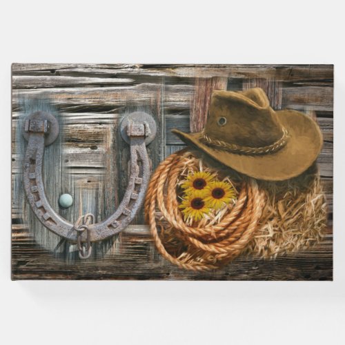 Western Horseshoe Cowboy Hat Lasso Guest Book