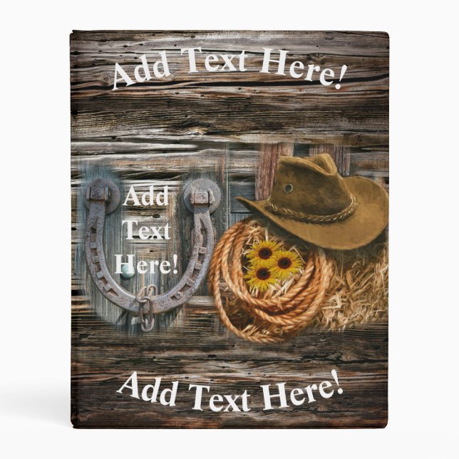 Western Horseshoe Cowboy Hat Lasso Mini Binder (Front)