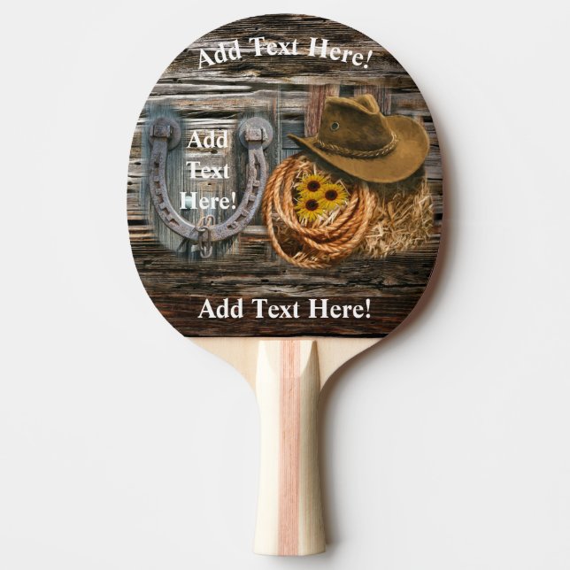 Western Horseshoe Cowboy Hat Lasso Ping Pong Paddle (Front)
