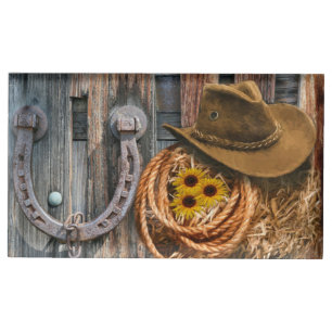 Western Horseshoe Cowboy Hat Lasso Place Card Holder