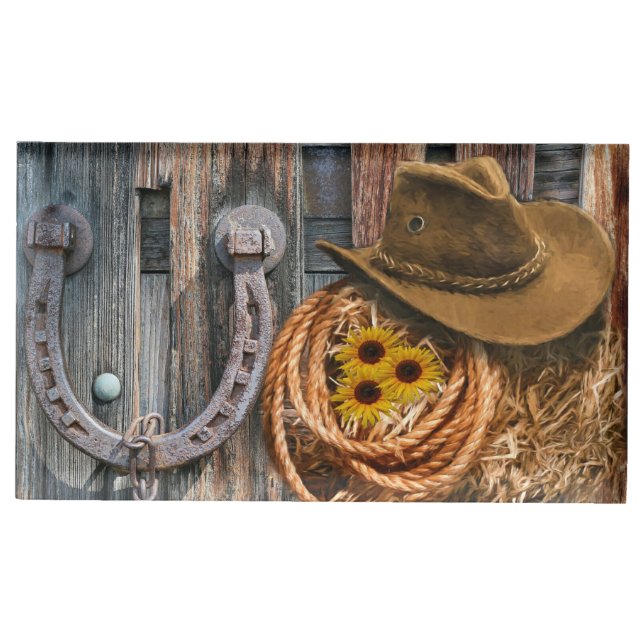 Western Horseshoe Cowboy Hat Lasso Place Card Holder (Front)