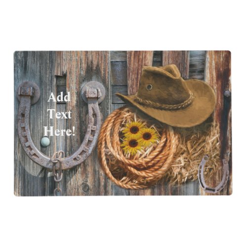Western Horseshoe Cowboy Hat Lasso Placemat