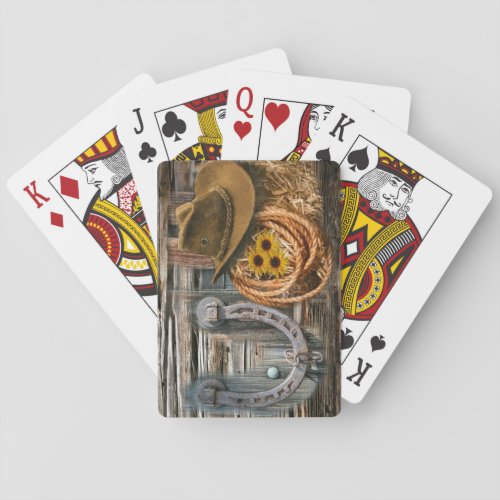 Western Horseshoe Cowboy Hat Lasso Poker Cards