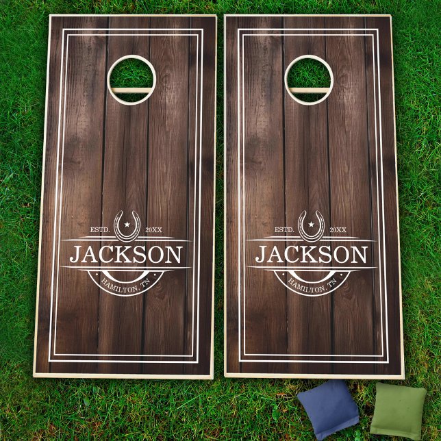 Western Horseshoe Family Crest Cornhole Set (Horseshoe Family Crest Cornhole Set)