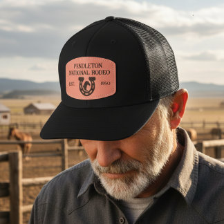 Western Horseshoe Horse Rodeo County Fair Merch Leather Patch Hat