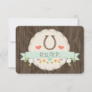 Western Horseshoe Mint Baby Shower RSVP Card
