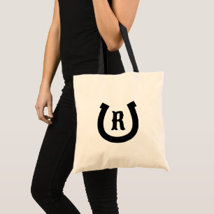 Western horseshoe monogram custom tote bag