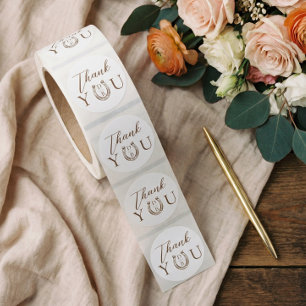 Western Horseshoe Monogram Wedding Thank You  Classic Round Sticker