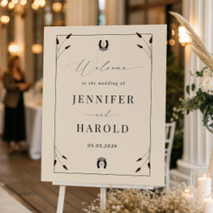Western Horseshoe Monogram Wedding Welcome Sign